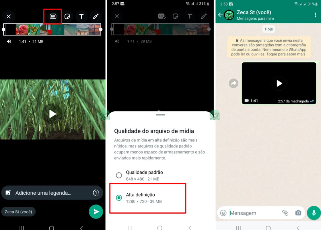 como enviar videos em hd no whatsapp