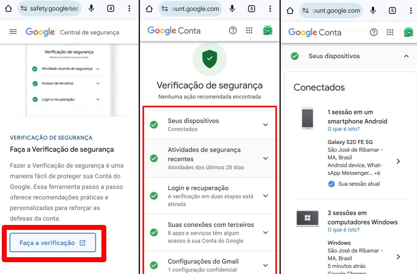 como saber se minha conta Google está sendo hackeada