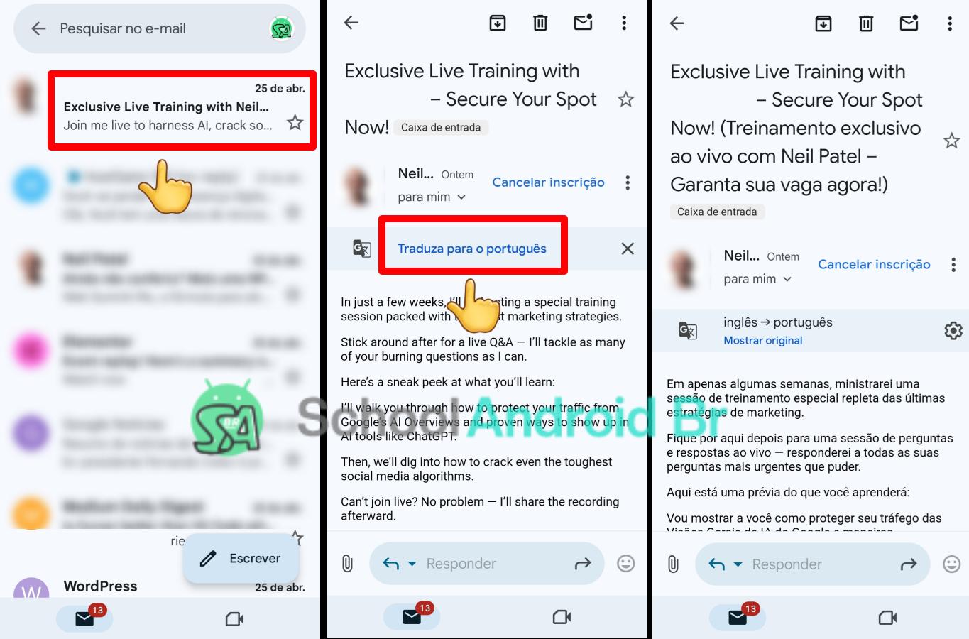 Como traduzir e-mails diretamente no Gmail para celular - School Android Br como traduzir emails no gmail no celular