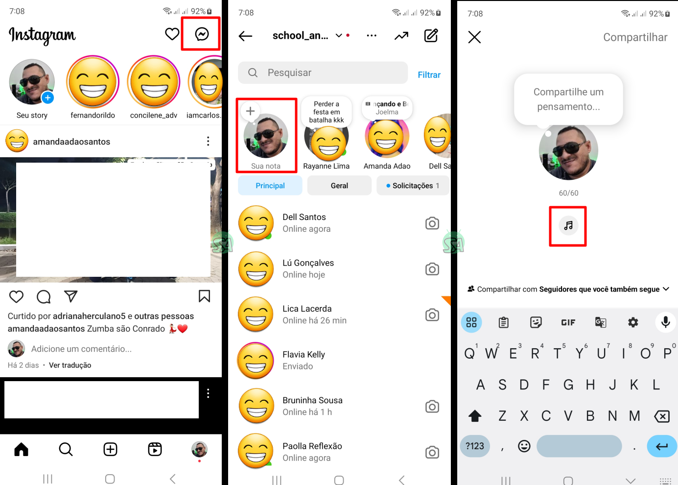 Como adicionar música nas notas do Instagram