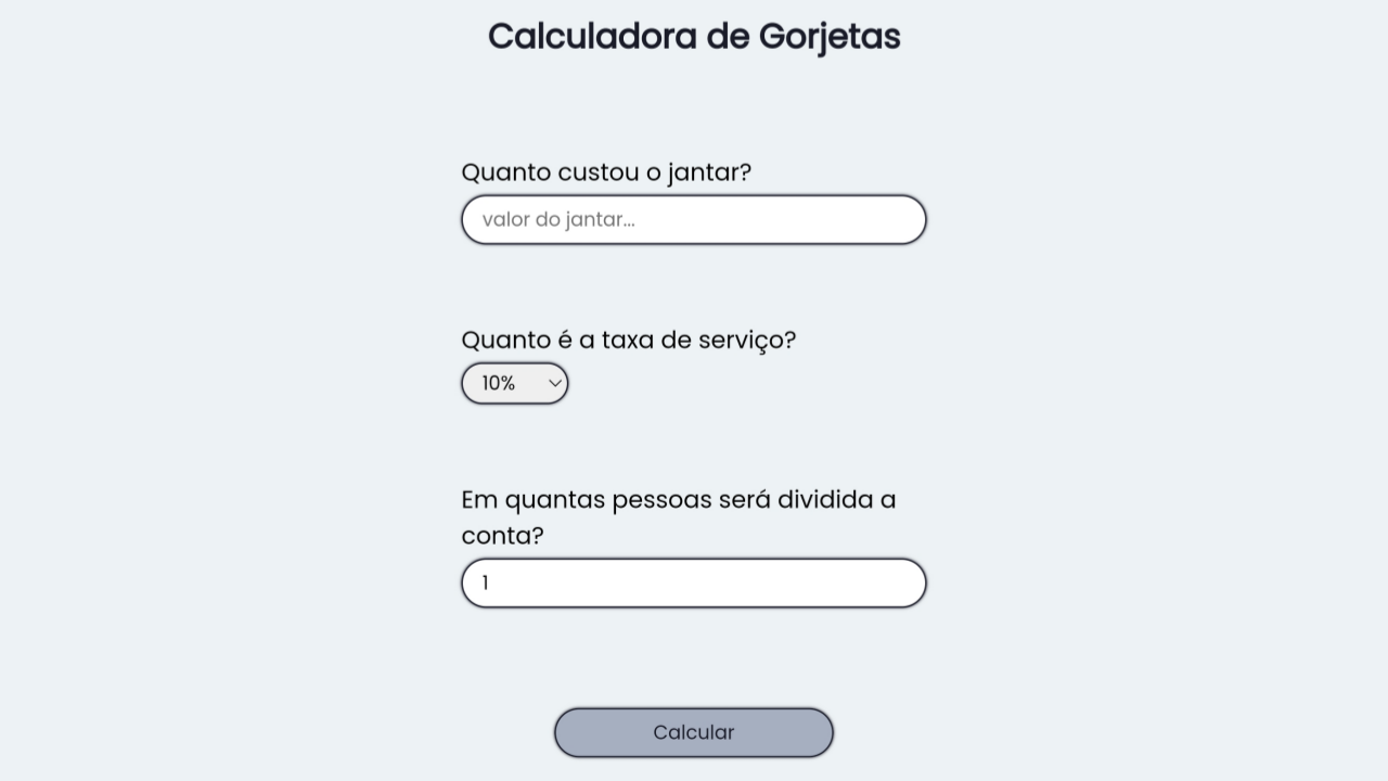 calculadora de gorjeta no Google