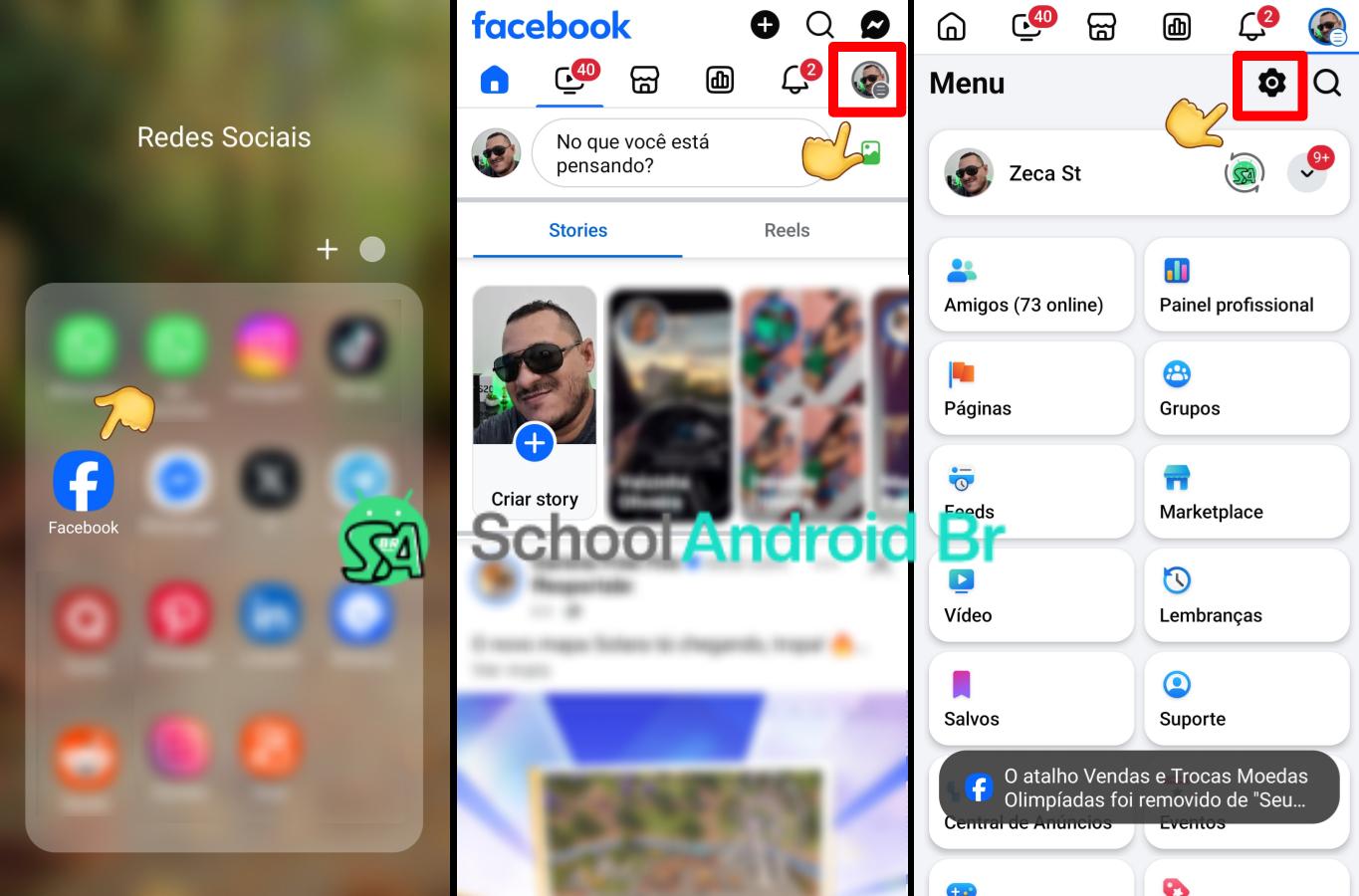 Como mudar nome no Facebook: Guia passo a passo - School Android Br Facebook menu de configuração