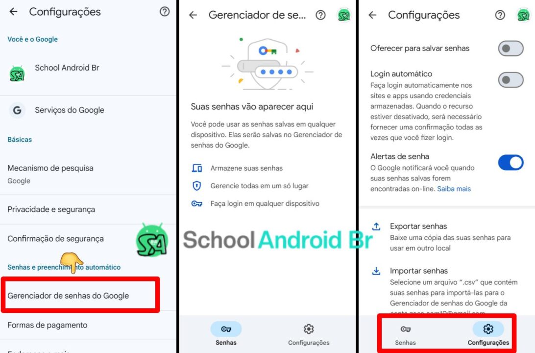Google Chrome gerenciador de senhas