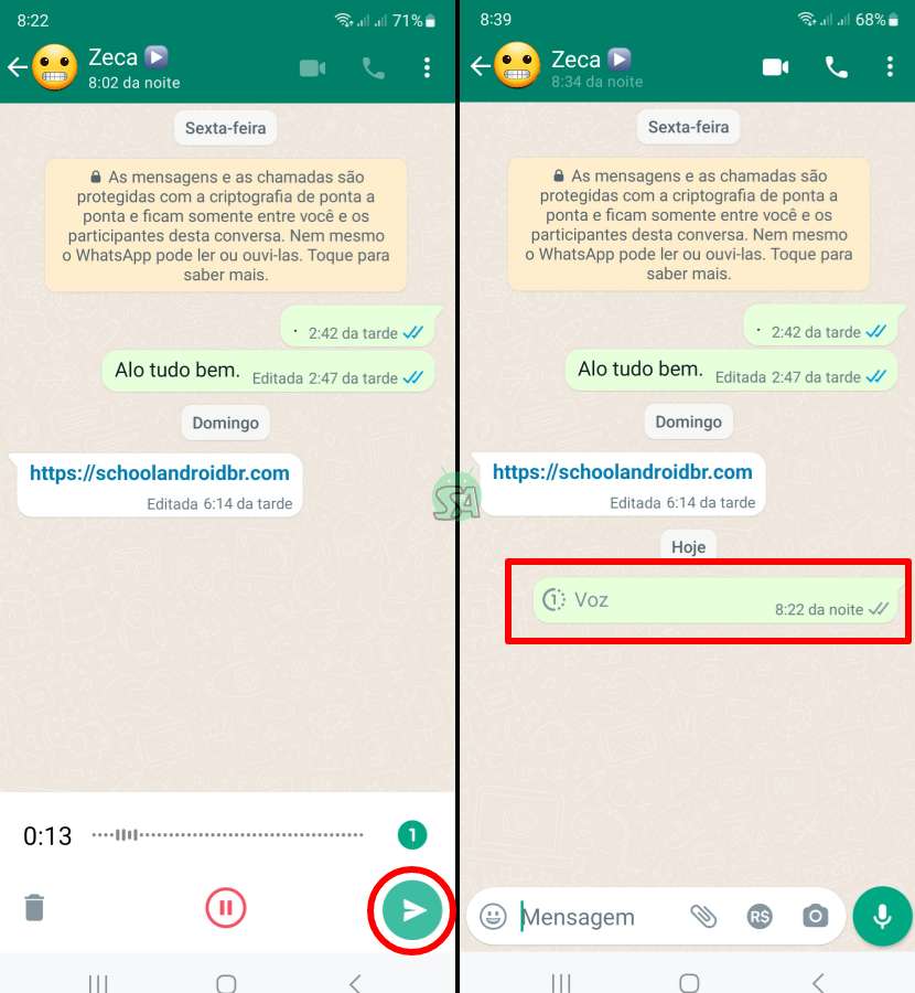 áudio com visualização única no WhatsApp