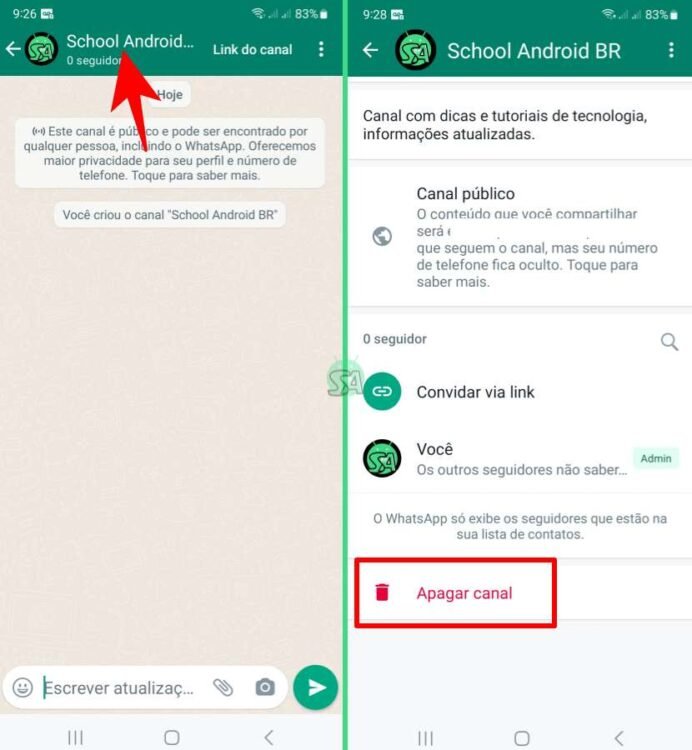 Como excluir um canal no WhatsApp