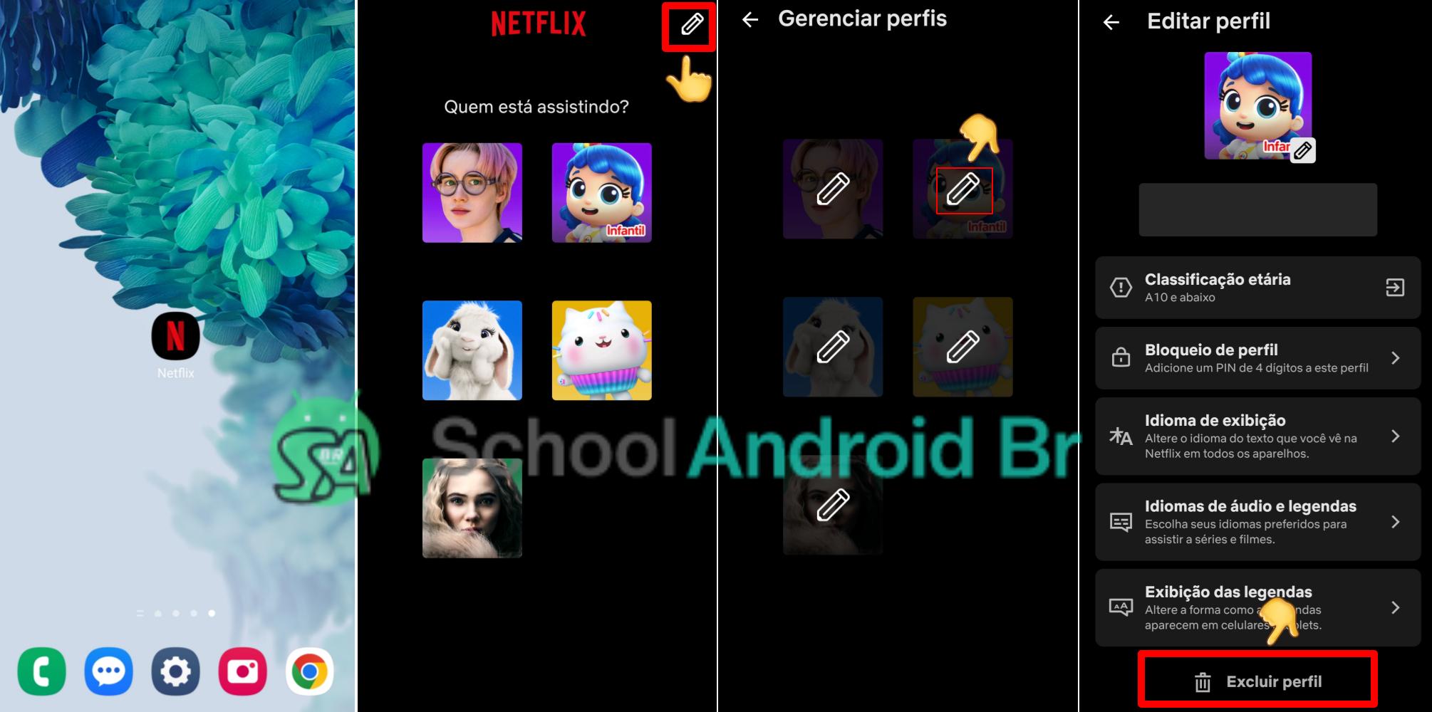 Como excluir um perfil na Netflix: Guia passo a passo - School Android Br como excluir perfil da Netflix no aplicativo pelo Android - Imagem/Crédito: School Android Br