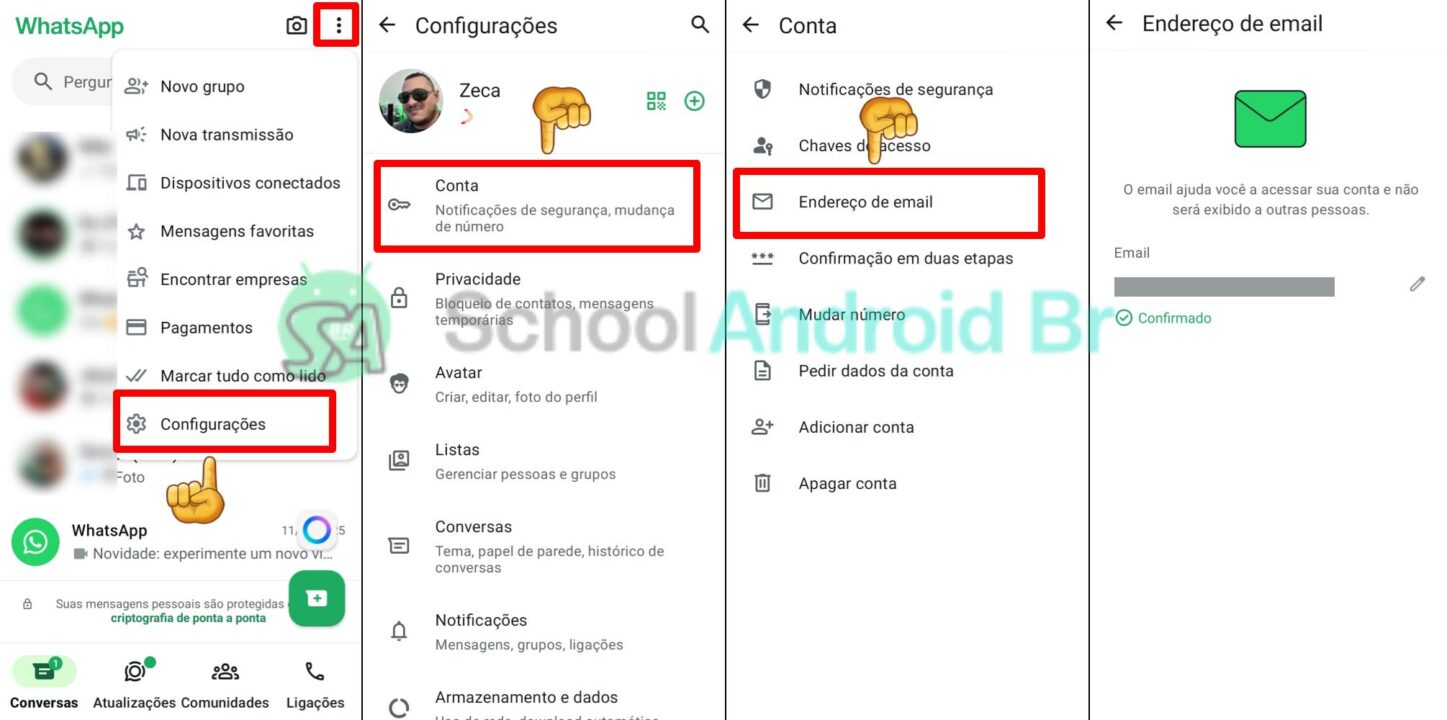 Como adicionar e-mail ao WhatsApp para maior segurança - School Android Br whatsapp adicionar endereço de email