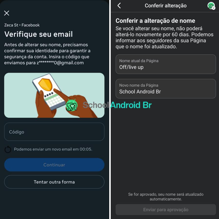 Como alterar o nome de uma página do facebook pelo celular: guia - School Android Br Código de verificação para alterar nome da página do Facebook