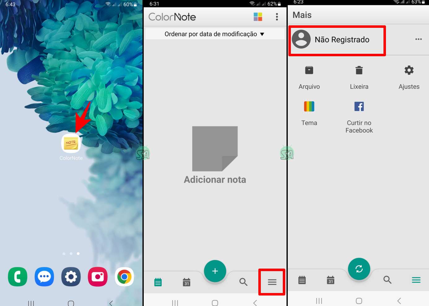 colocar senha em notas no Android