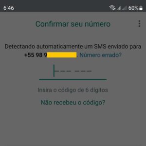 Não recebe o código de confirmação do WhatsApp