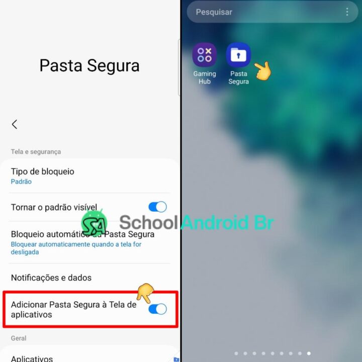 Como usar a Pasta Segura da Samsung: Guia completo - School Android Br ativando visibilidade da pasta segura no Galaxy Samsung - Imagem/Crédito: School Android Br