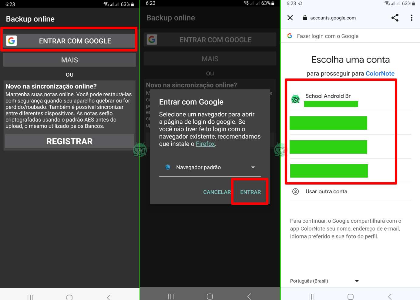 colocar senha em notas no Android