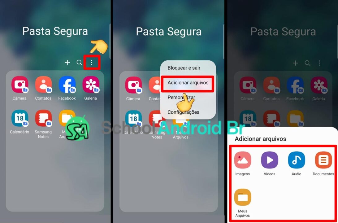 Como usar a Pasta Segura da Samsung: Guia completo - School Android Br pasta segura adicionar arquivos no Samsung Galaxy - Imagem/Crédito: School Android Br