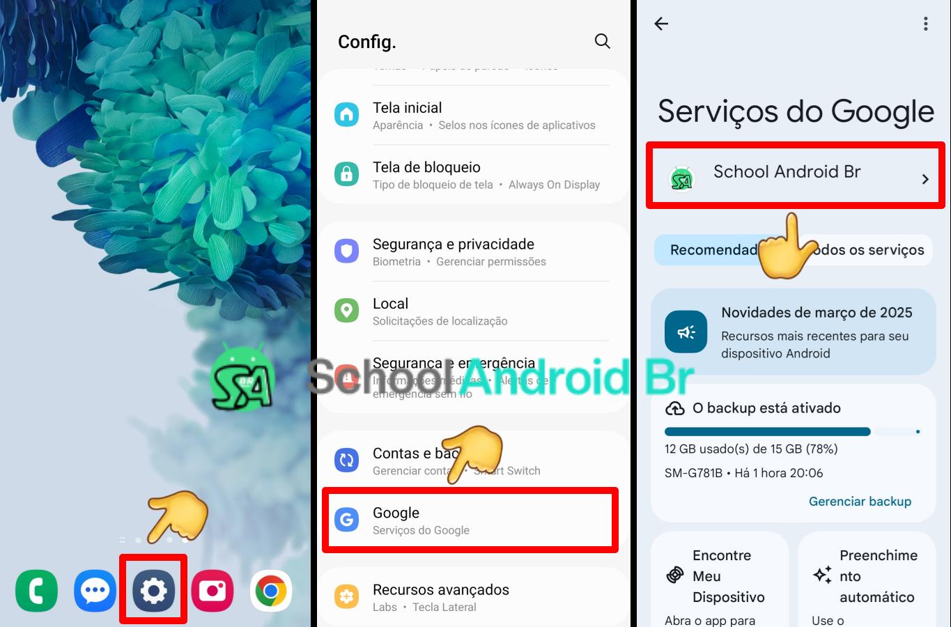 Como mudar número de telefone da conta Google celular ou PC - School Android Br Android configuração conta Google