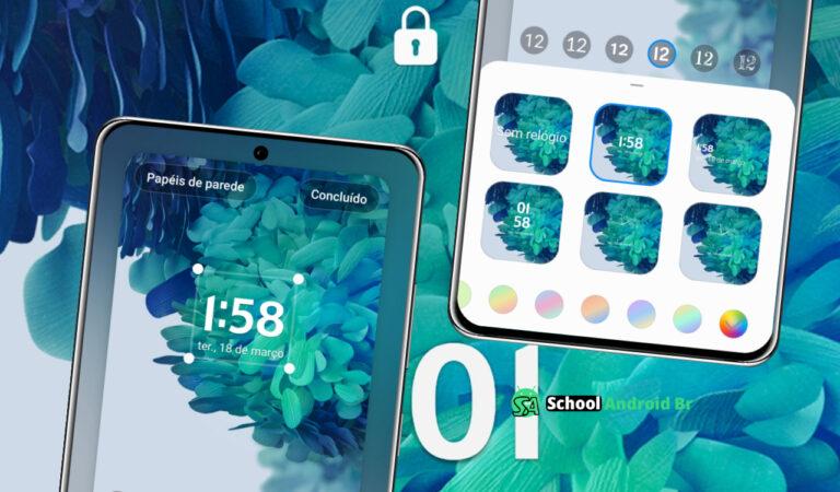 relógio na tela de bloqueio do celular Samsung