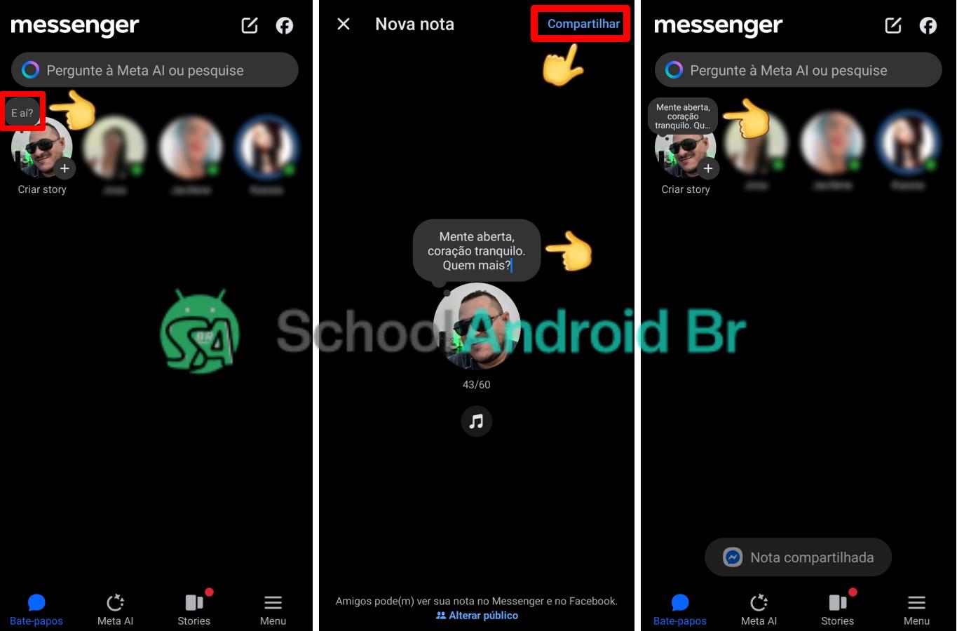 Como adicionar, atualizar e excluir Notas no Facebook Messenger - School Android Br adicionar Notas no Messenger