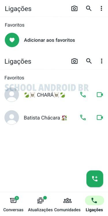 WhatsApp seção de favoritos na chamadas no Android -School Android Br