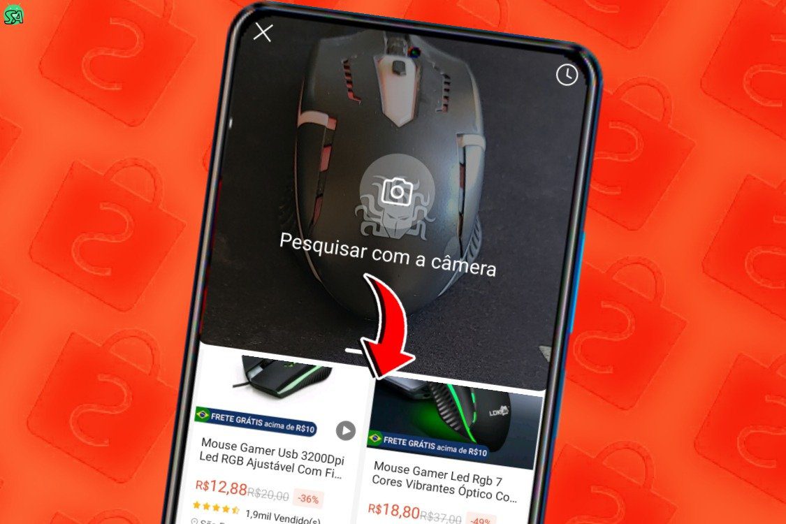 como pesquisar produtos com a câmera do celular na shopee