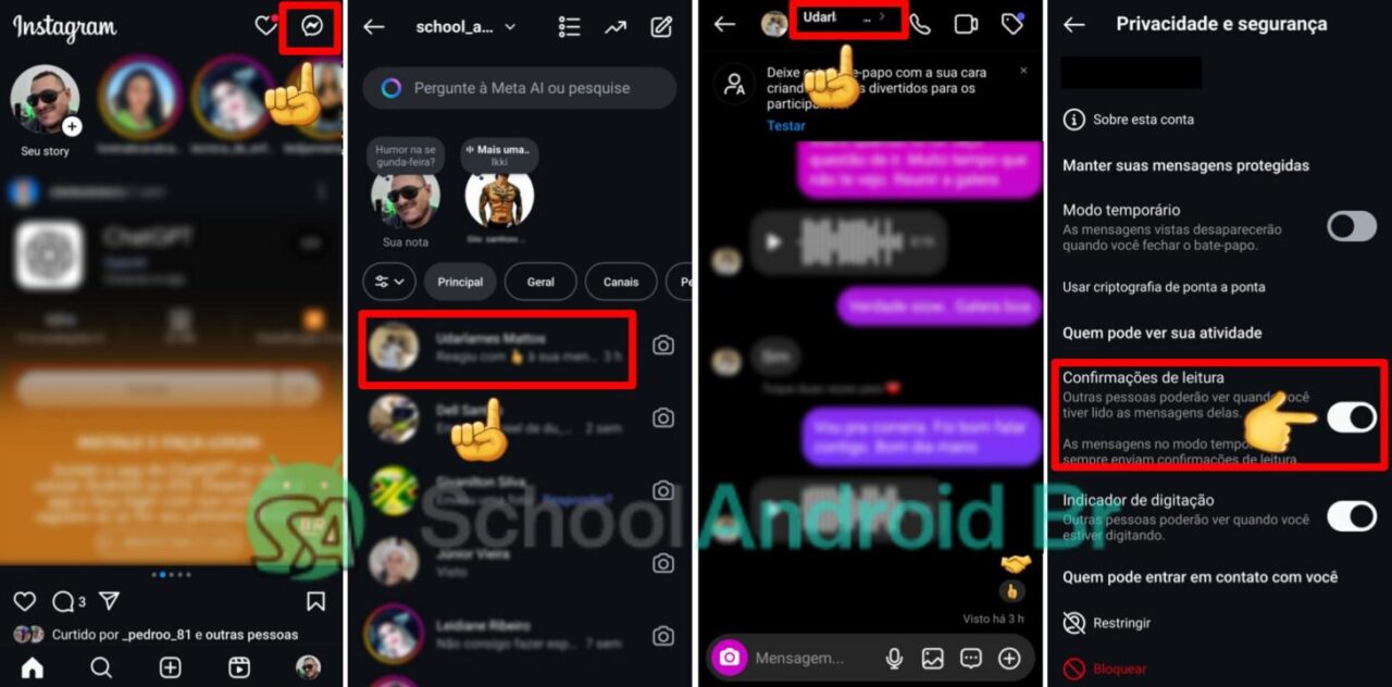 Desativar confirmação de leitura para uma conversa específica