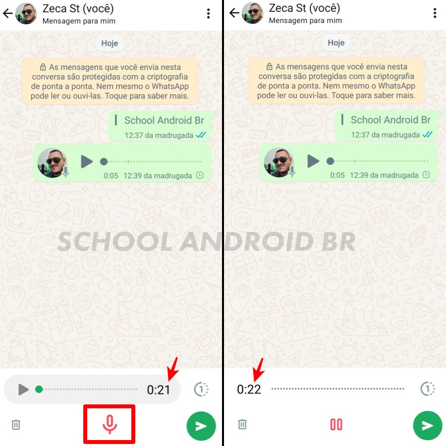 botão continuar gravação no whatsapp