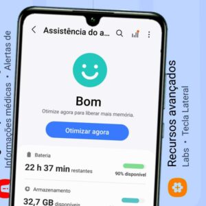 Como usar o Assistência do aparelho e bateria em celulares Samsung