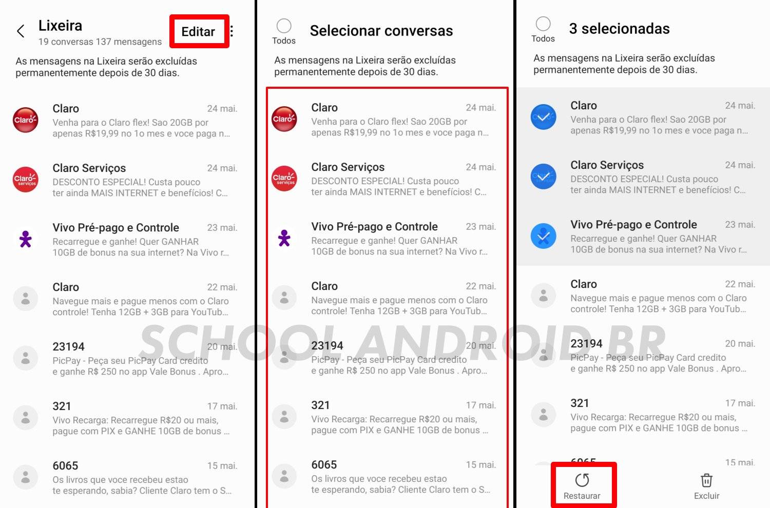 Como recuperar mensagens excluídas no Android: guia para acessar a lixeira do App de Mensagens - School Android Br Acessar e recuperar mensagem excluídas em celulares Samsung
