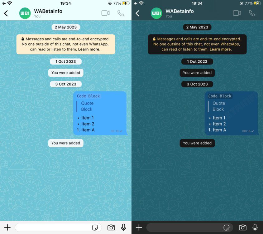 WhatsApp temas com cores para conversas