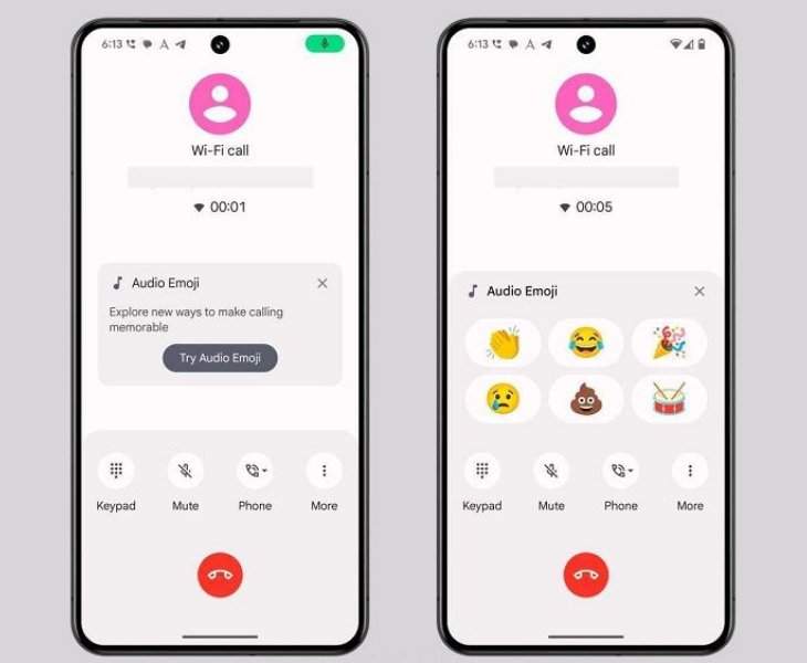 Audio Emoji nas chamadas do Google telefone