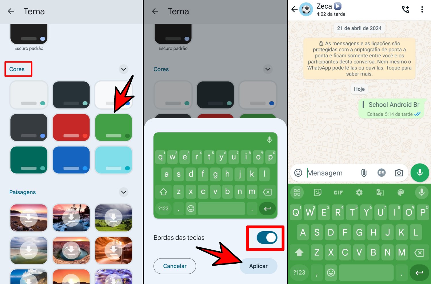 Como mudar cor do teclado do WhatsApp