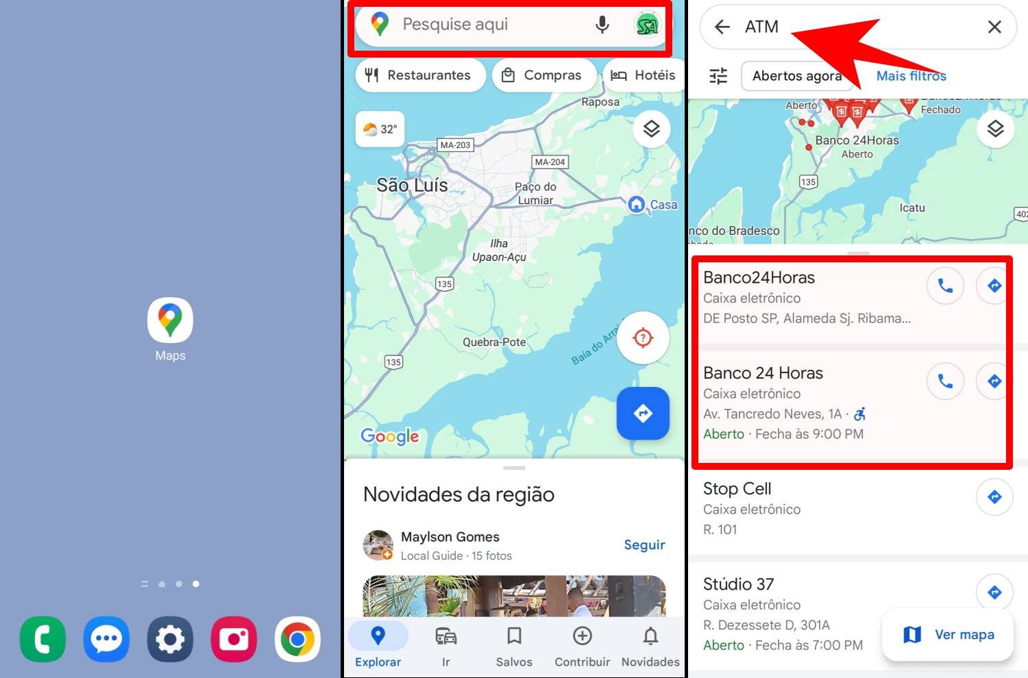 Descubra caixas eletrônicos com o Google Maps