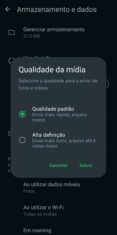 Como enviar fotos e vídeos em HD por padrão no WhatsApp