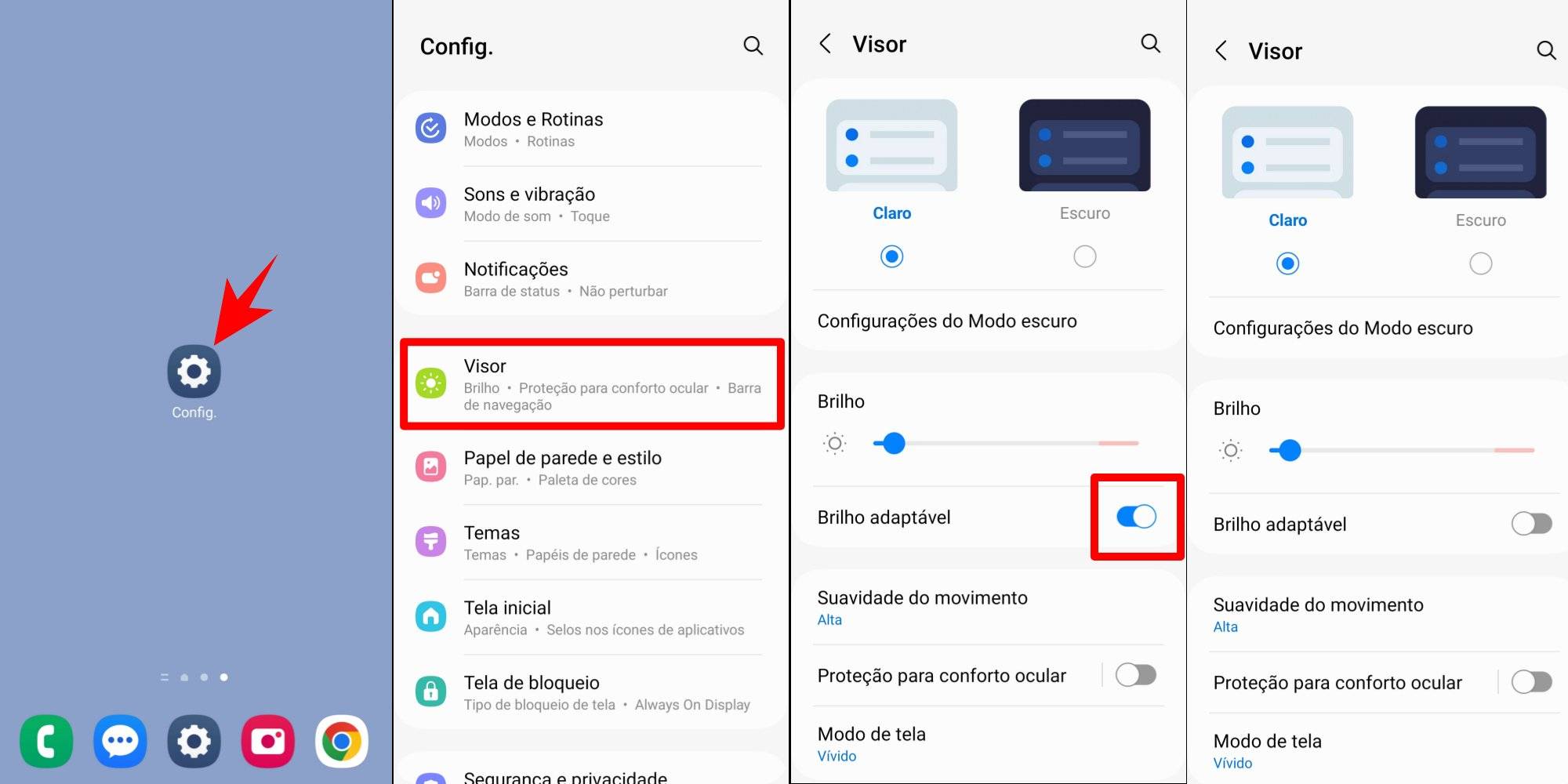 como desativar o brilho automático em um Android