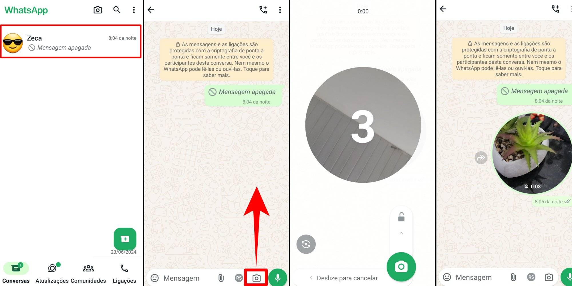 como enviar mensagens de vídeo no whatsapp em 2024