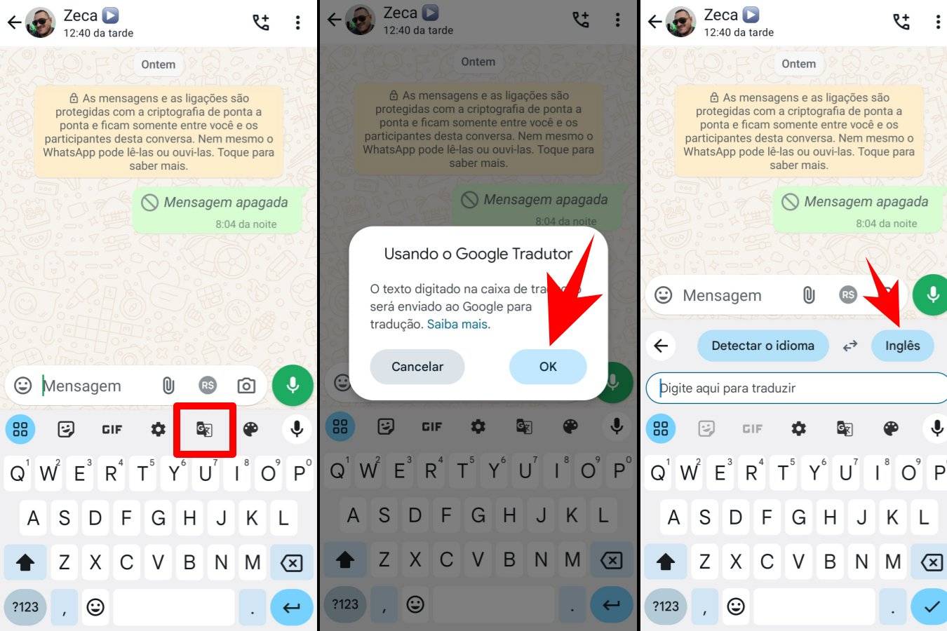 como usar o Gboard para traduzir mensagem enquanto digita