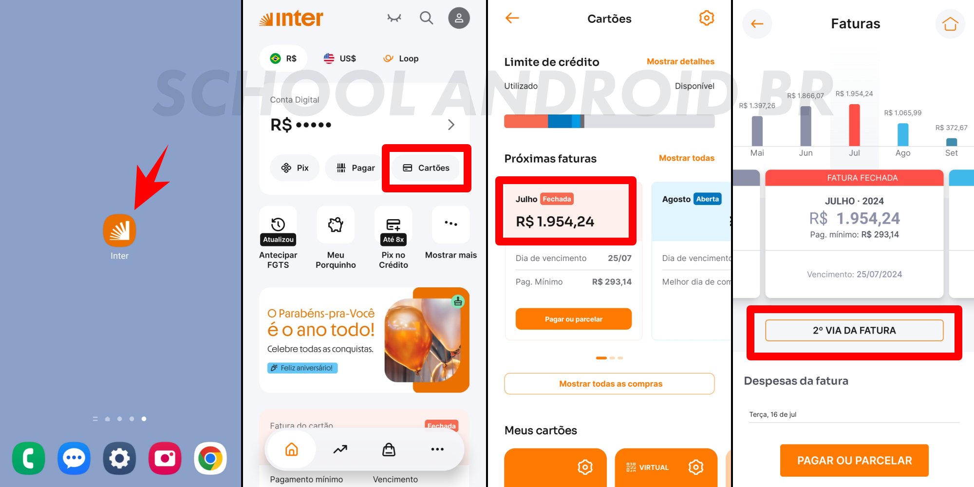 Como compartilhar fatura cartão Inter ou salvar em PDF