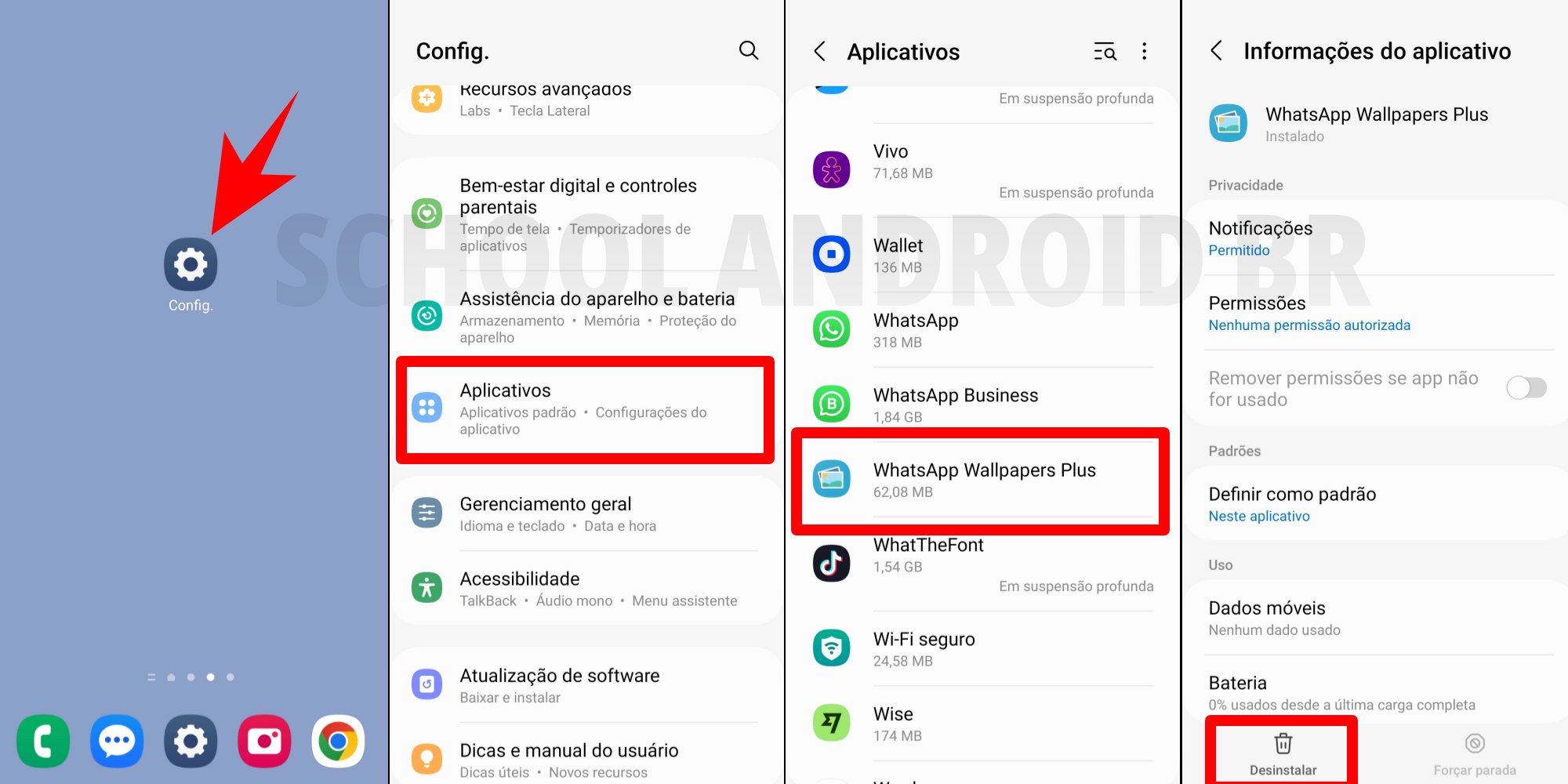 desinstalar aplicativo que sumiu da tela do Android