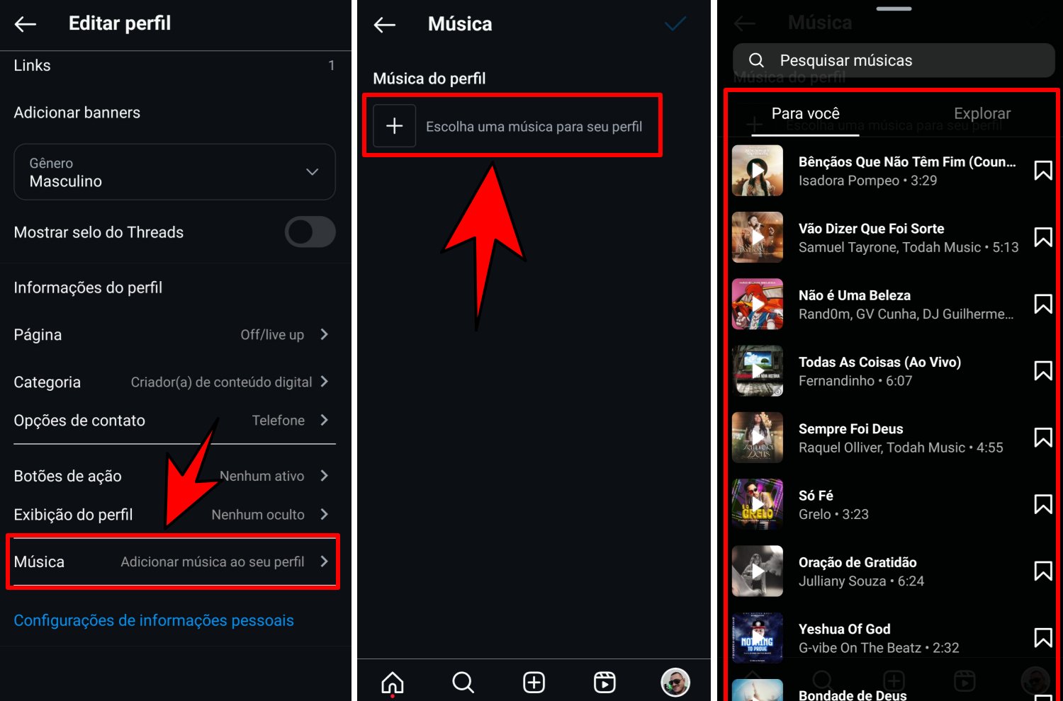 como colocar música no perfil do Instagram