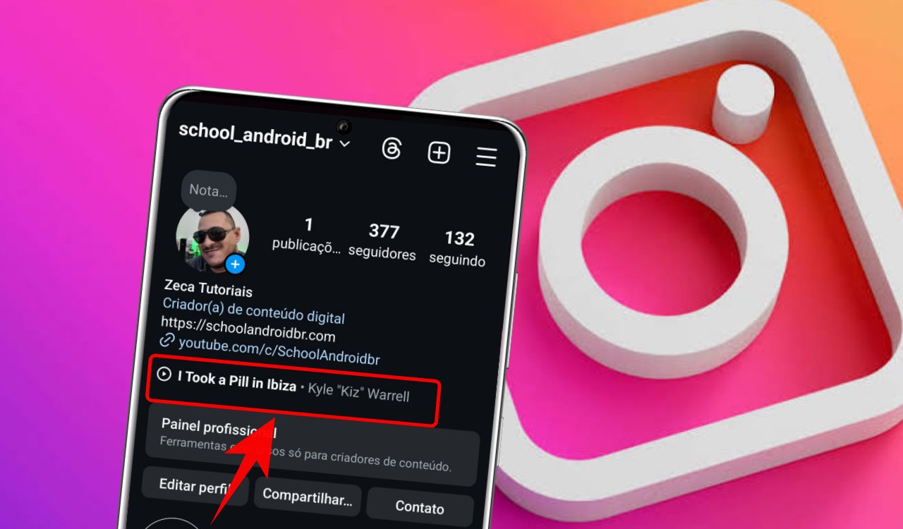 música no perfil do Instagram