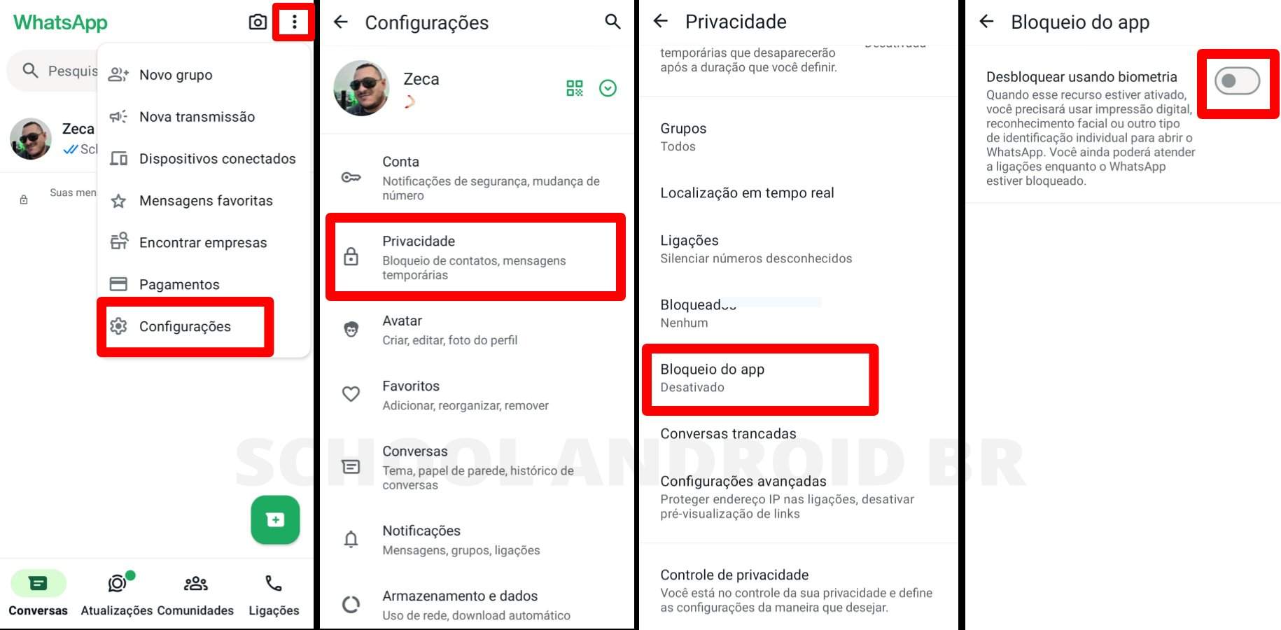 como colocar senha whatsapp