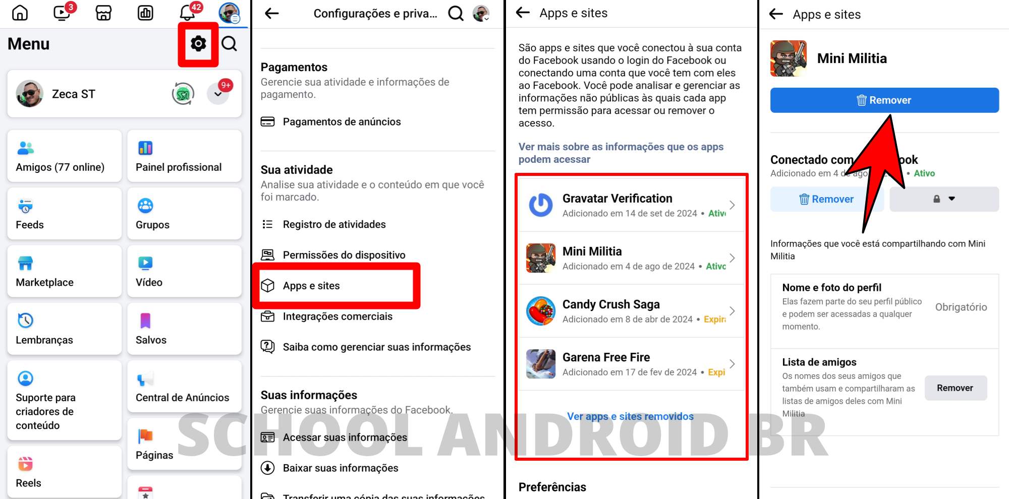 Desvincular apps e serviços conectados