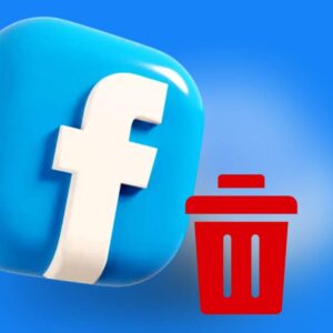 Facebook logo com ícone de lixeira