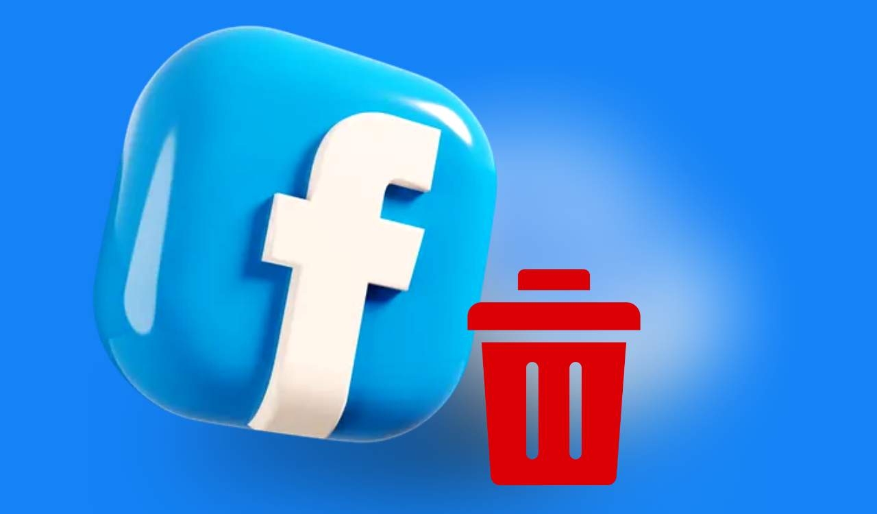 Facebook logo com ícone de lixeira