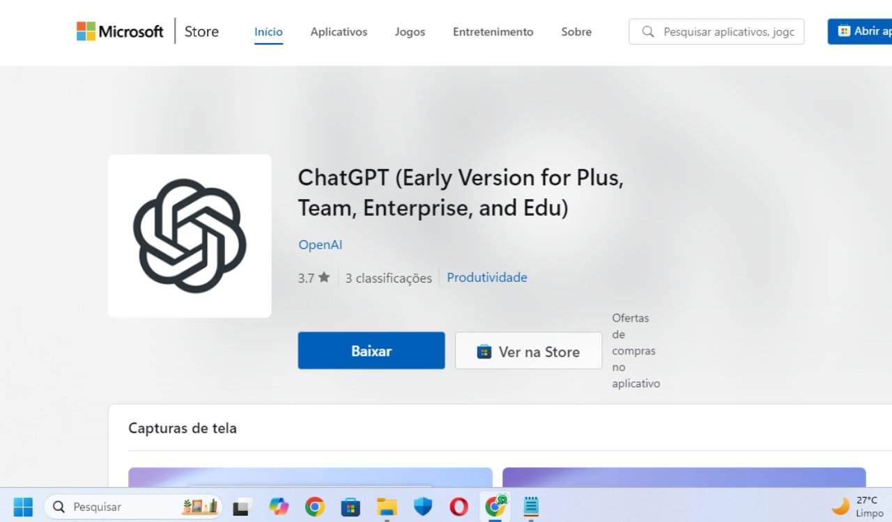 aplicativo ChatGPT chega ao windows