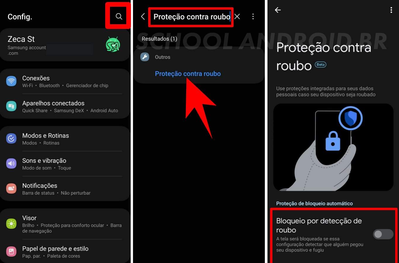 como ativar proteção contra roubo no Android