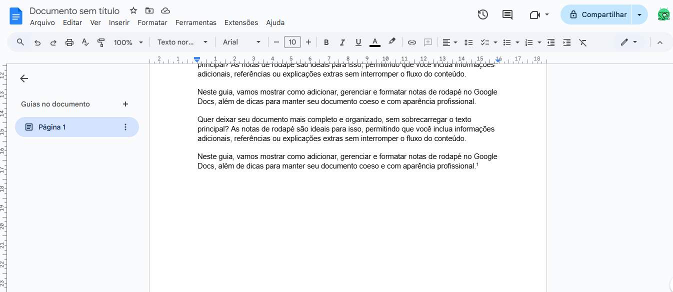 documentos Google inserir menu Google Docs