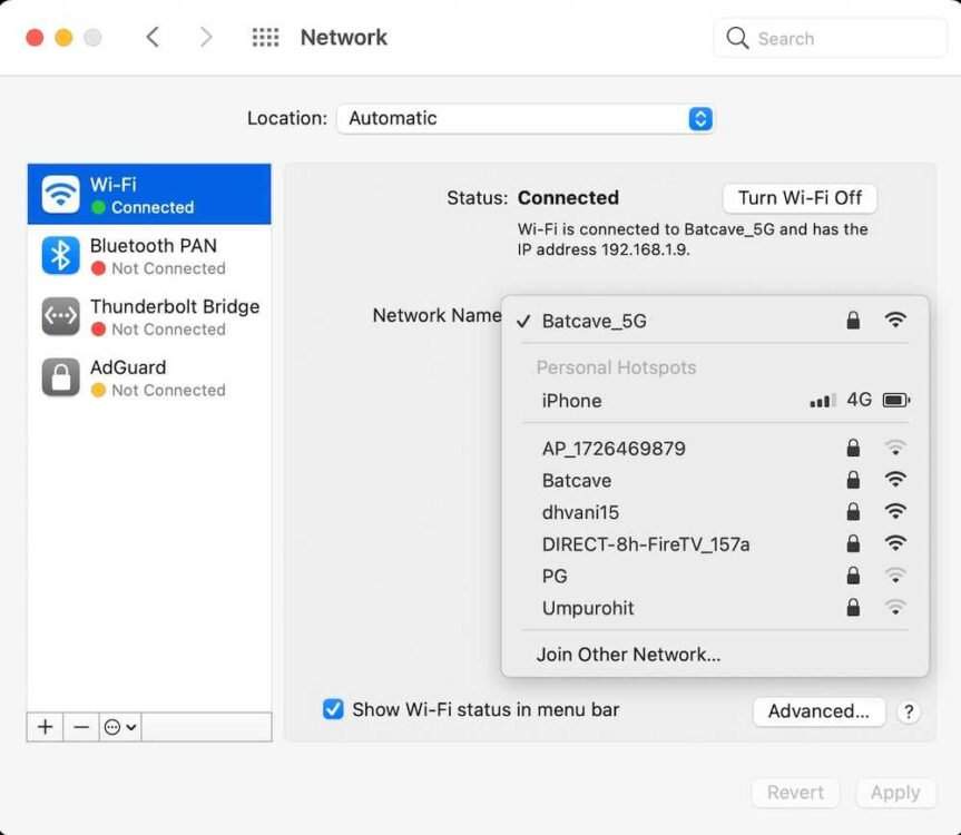 Alterar banda Wi-Fi no Mac