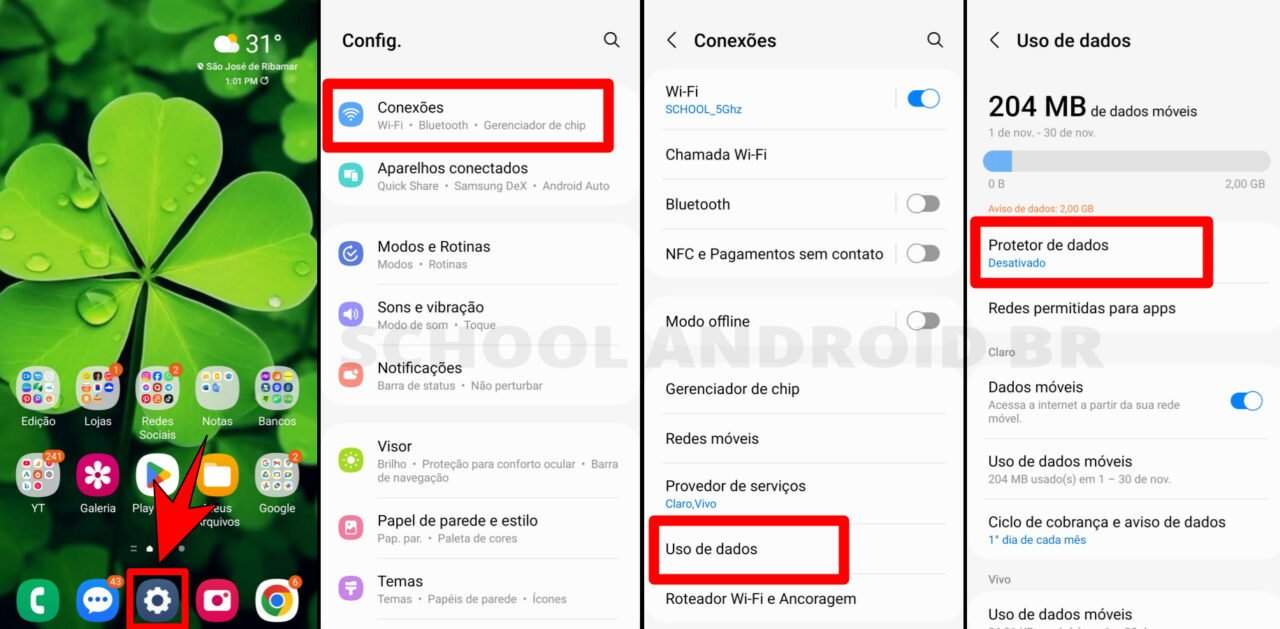 Ativar modo economia de dados móveis no celular Android