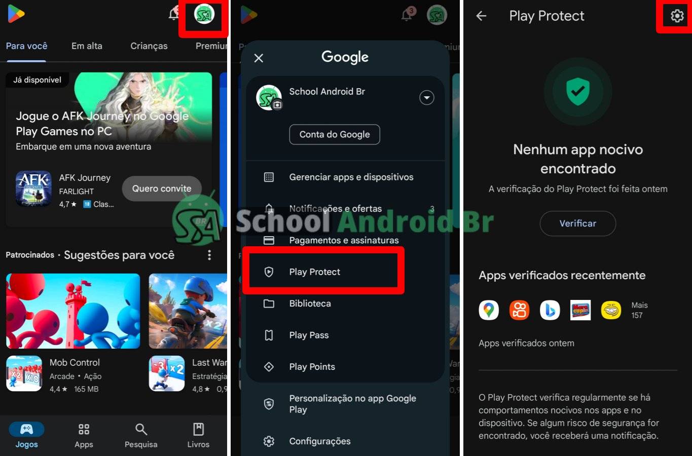 como ativar o Play Protect na loja Google Play Store