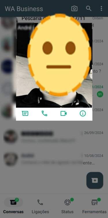 mensagem de número desconhecido no Whatsapp