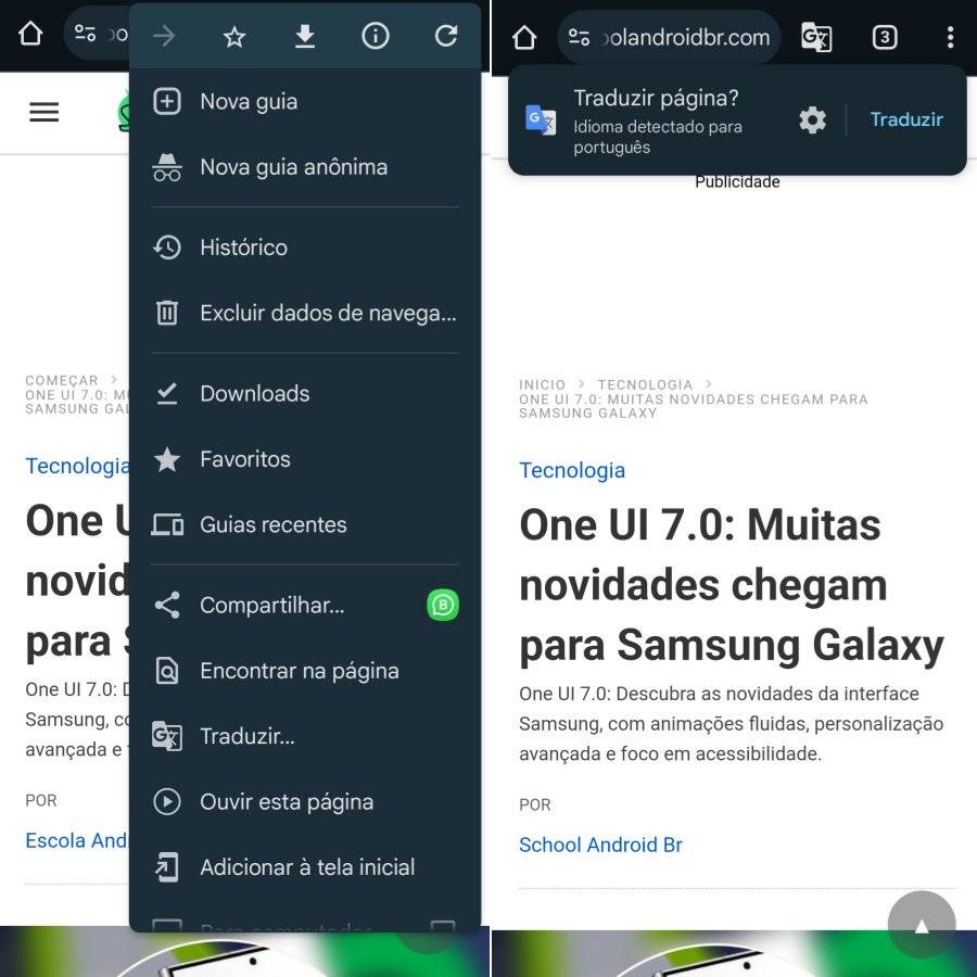 traduzir páginas com o Google Chrome no Android